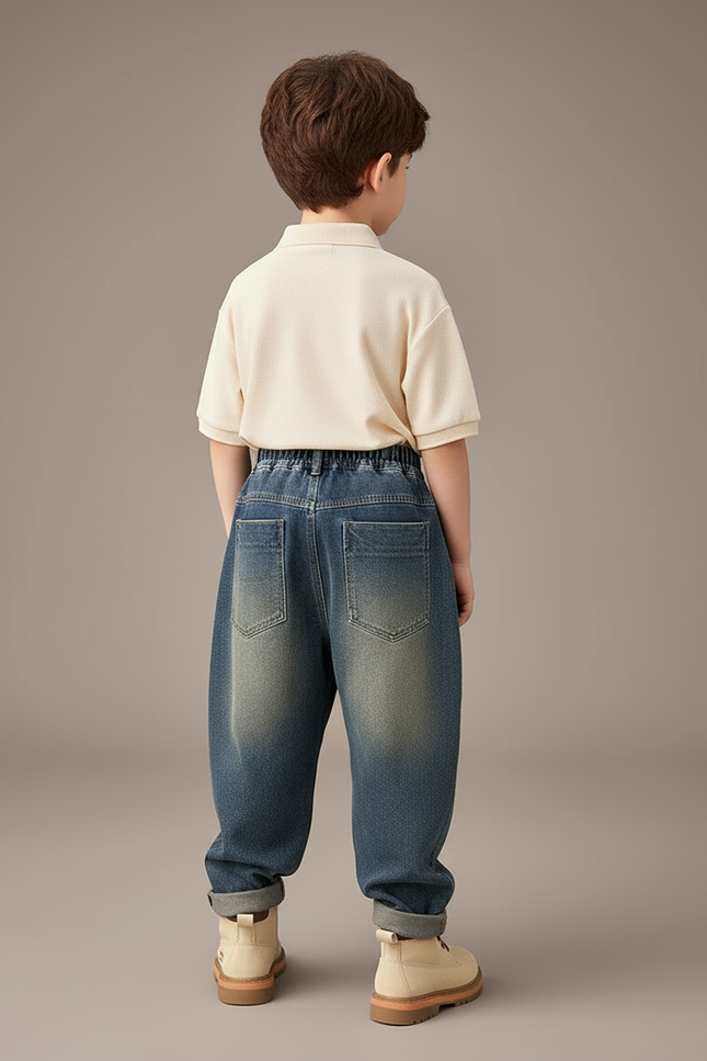 Pantalon Baggy Jean Ample Dégradé Enfant Décontracté - Bleu - vue 2