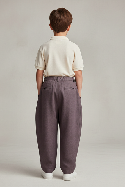 Pantalon Baggy Marron Ample Plissé Décontracté Garçon - Gabardine - vue 2