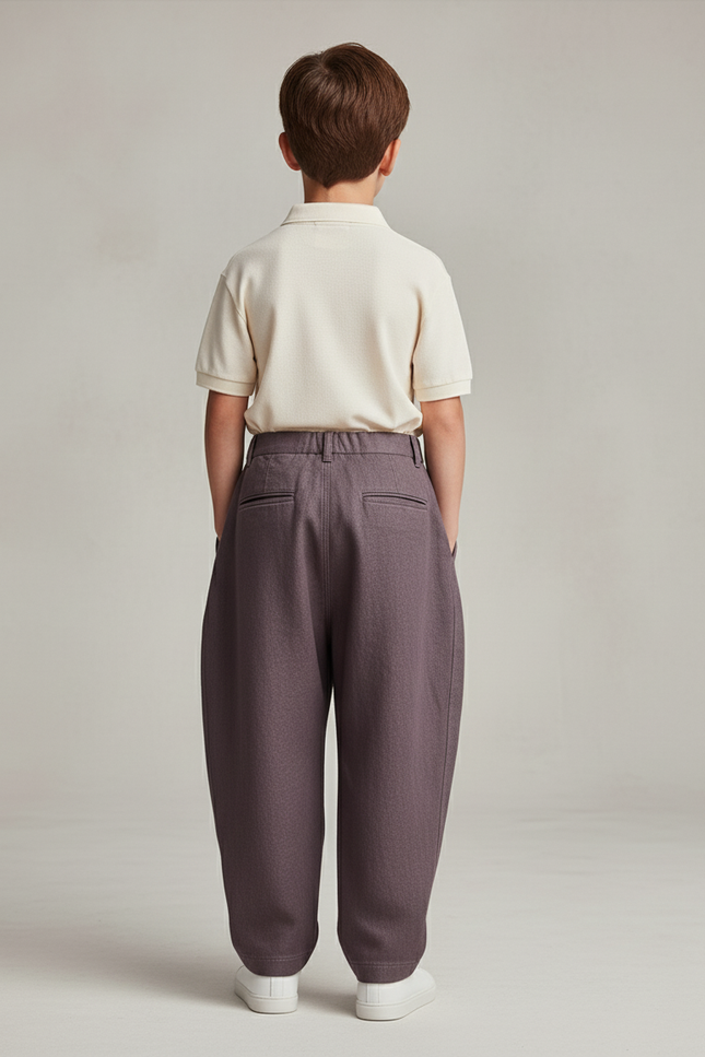 Pantalon Baggy Marron Ample Plissé Décontracté Garçon - Gabardine - vue 2