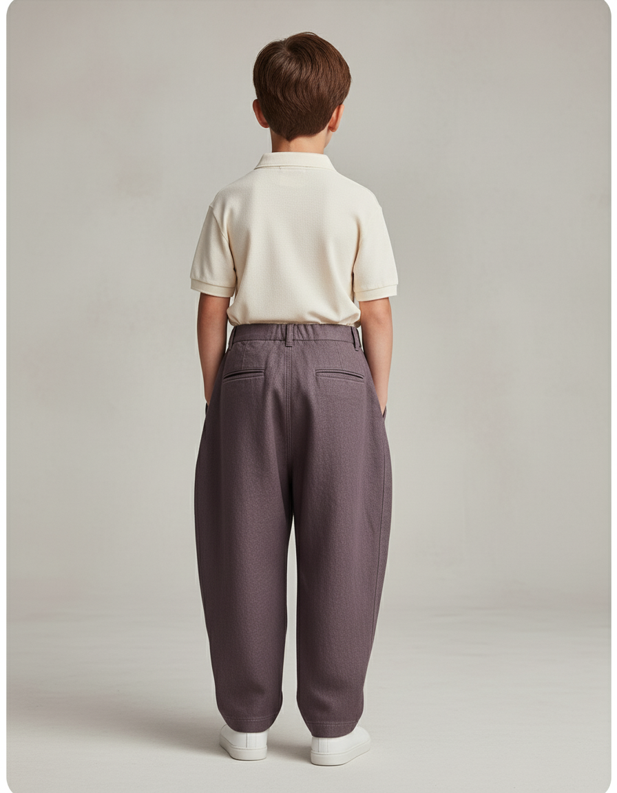 Pantalon Baggy Marron Ample Plissé Décontracté Garçon - Gabardine - vue 2
