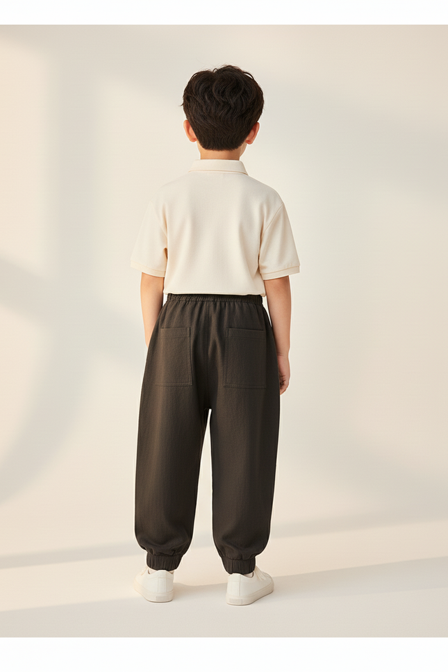 Pantalon Baggy Marron Ample Coton Enfants Décontracté - Molleton - vue 2