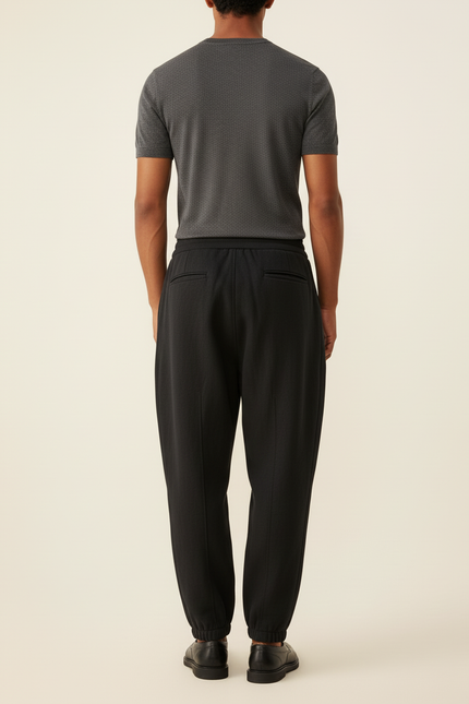 Pantalon Baggy Noir Tendance Ample Sportif Homme - Molleton - vue 2