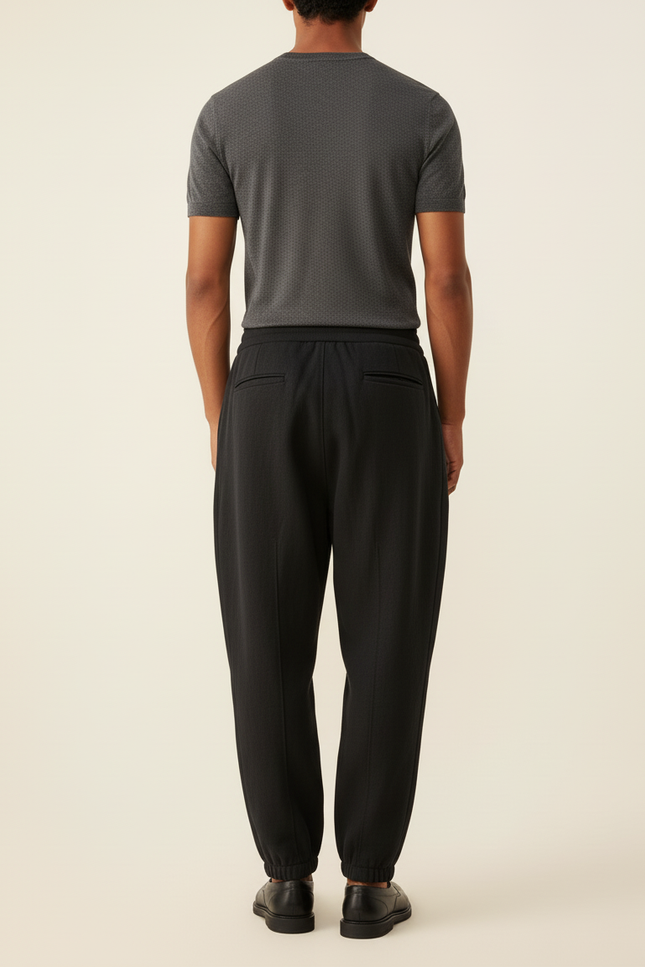 Pantalon Baggy Noir Tendance Ample Sportif Homme - Molleton - vue 2
