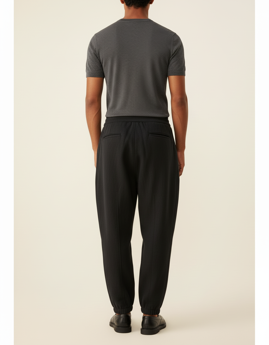 Pantalon Baggy Noir Tendance Ample Sportif Homme - Molleton - vue 2