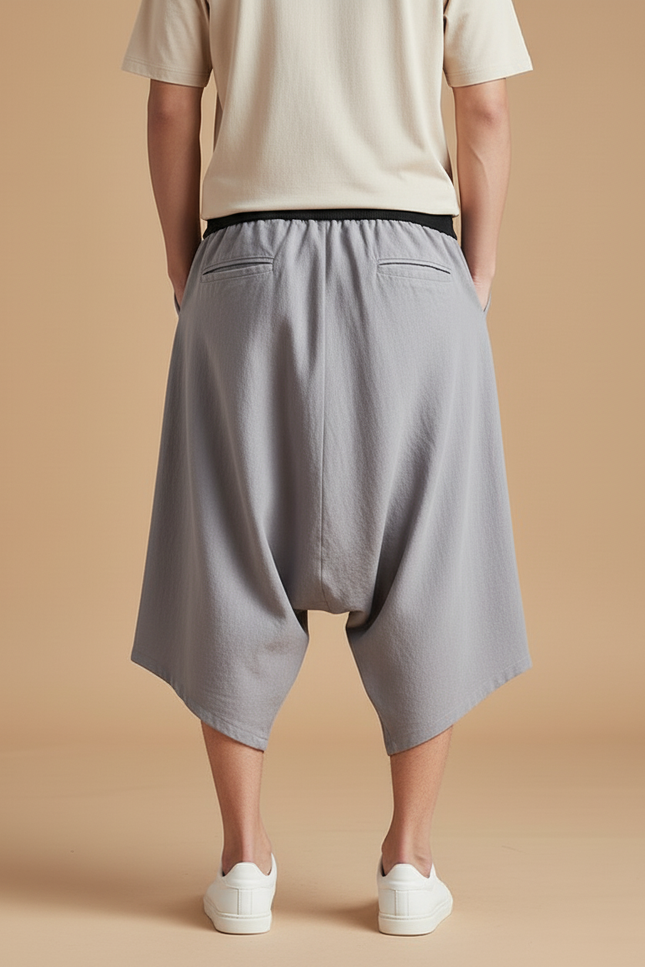 Pantalon Baggy Gris Lin Ample Homme Décontracté - vue 2