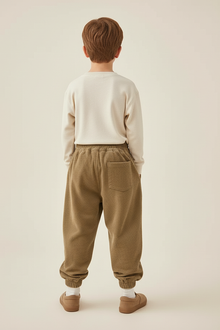 Pantalon Baggy Velours Côtelé Marron Ample Enfant - Cordé - vue 2