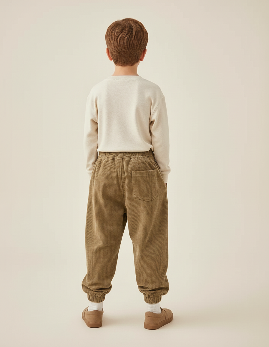 Pantalon Baggy Velours Côtelé Marron Ample Enfant - Cordé - vue 2