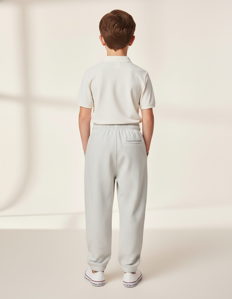 Pantalon Baggy Gris Clair Ample Confortable Enfant - Molleton - vue 2