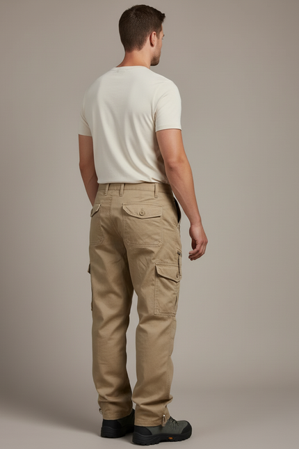 Pantalon Baggy Kaki Coton Cargo Ample Homme - Toile - vue 2
