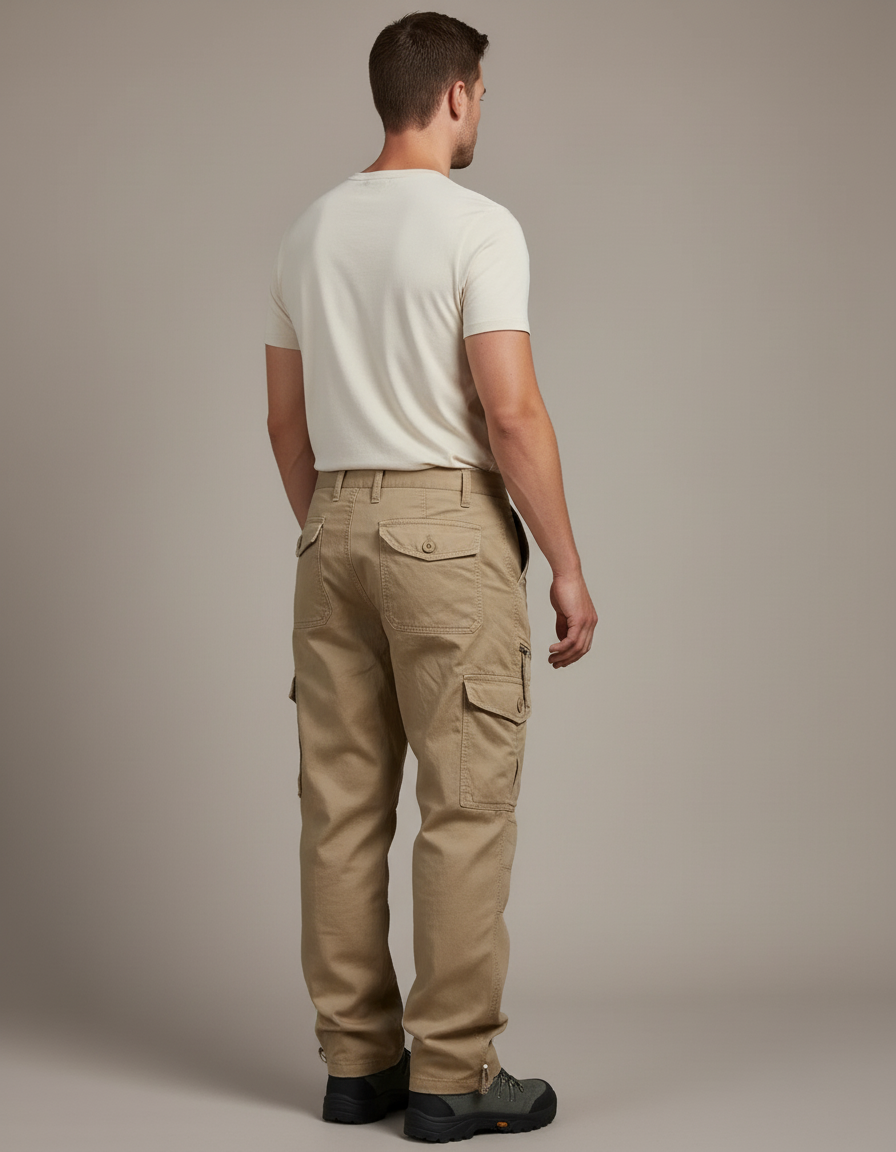 Pantalon Baggy Kaki Coton Cargo Ample Homme - Toile - vue 2