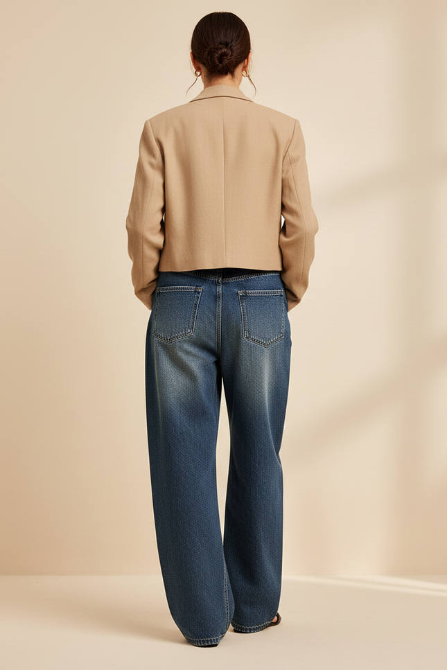 Pantalon Baggy Jean Bleu Large Décontracté Femme - vue 2