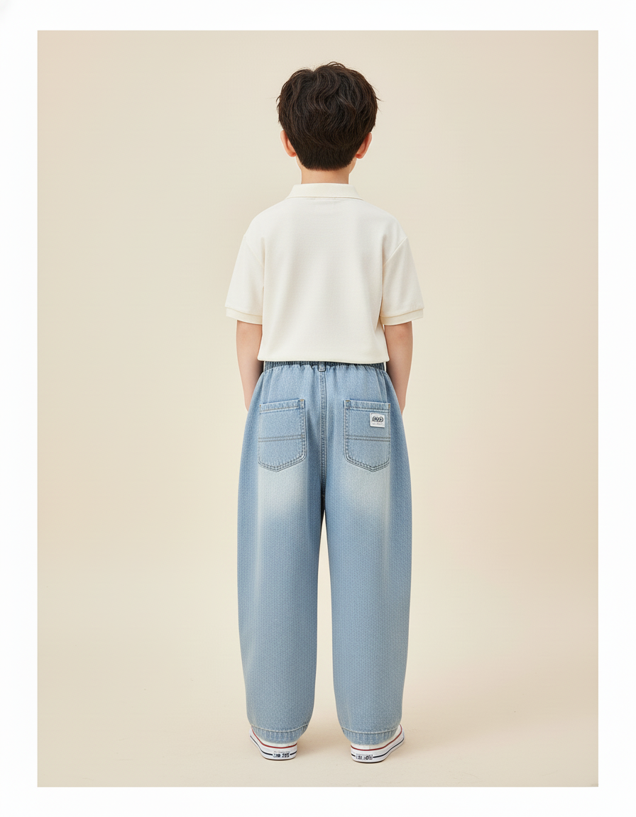 Pantalon Baggy Denim Bleu Ample Enfant Lavé - Jean - vue 2