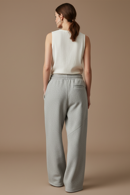 Pantalon Baggy Gris Ample Rayé Décontracté Femme - Molleton - vue 2