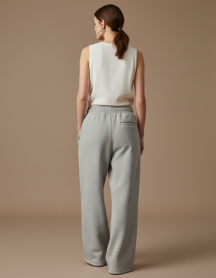 Pantalon Baggy Gris Ample Rayé Décontracté Femme - Molleton - vue 2