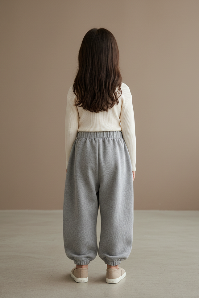 Pantalon Baggy Gris Molleton Cœur Ample Confortable - vue 2