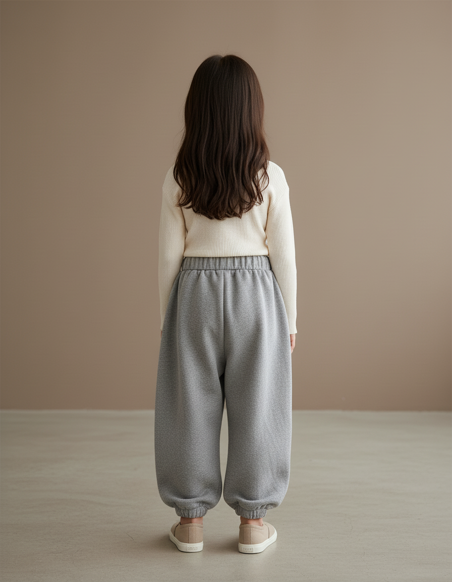 Pantalon Baggy Gris Molleton Cœur Ample Confortable - vue 2