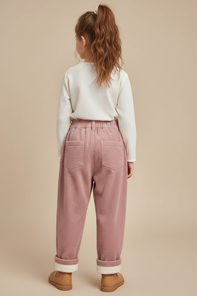 Pantalon Baggy Rose Côtelé Ample Décontracté Enfant - Cordé - vue 2