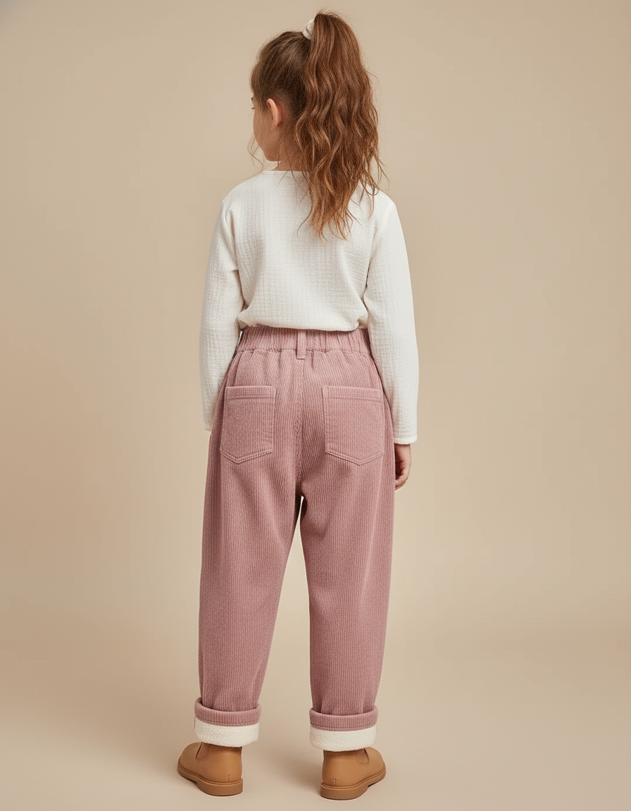Pantalon Baggy Rose Côtelé Ample Décontracté Enfant - Cordé - vue 2