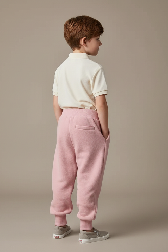 Pantalon Baggy Rose Molletonné Brodé Confortable Enfant - vue 2