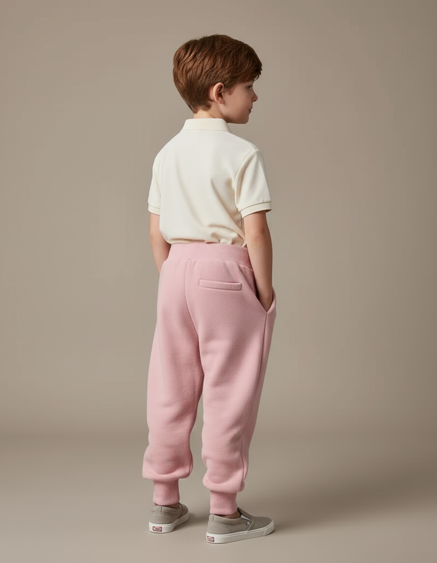 Pantalon Baggy Rose Molletonné Brodé Confortable Enfant - vue 2