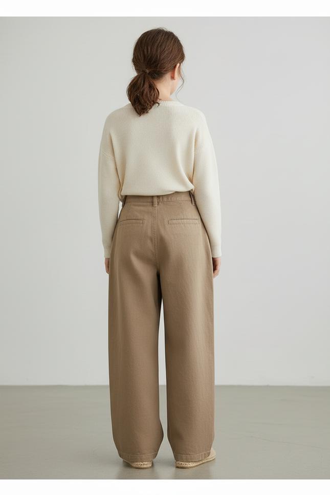 Pantalon Baggy Kaki Coton Ample Décontracté Fille - vue 2