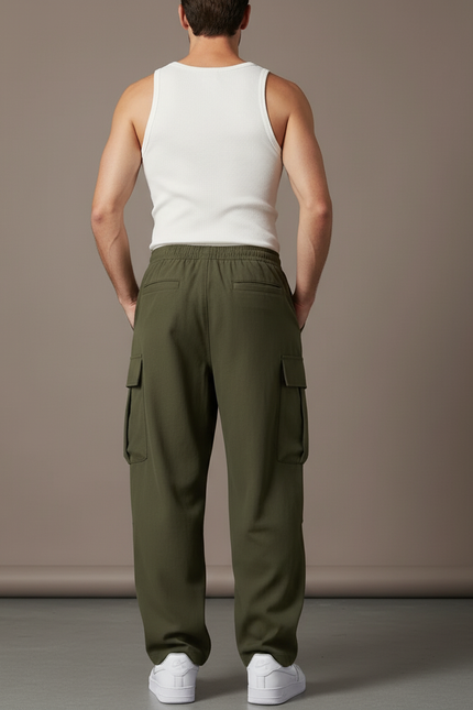 Pantalon Baggy Kaki Cargo Ample Streetwear Homme - Gabardine - vue 2