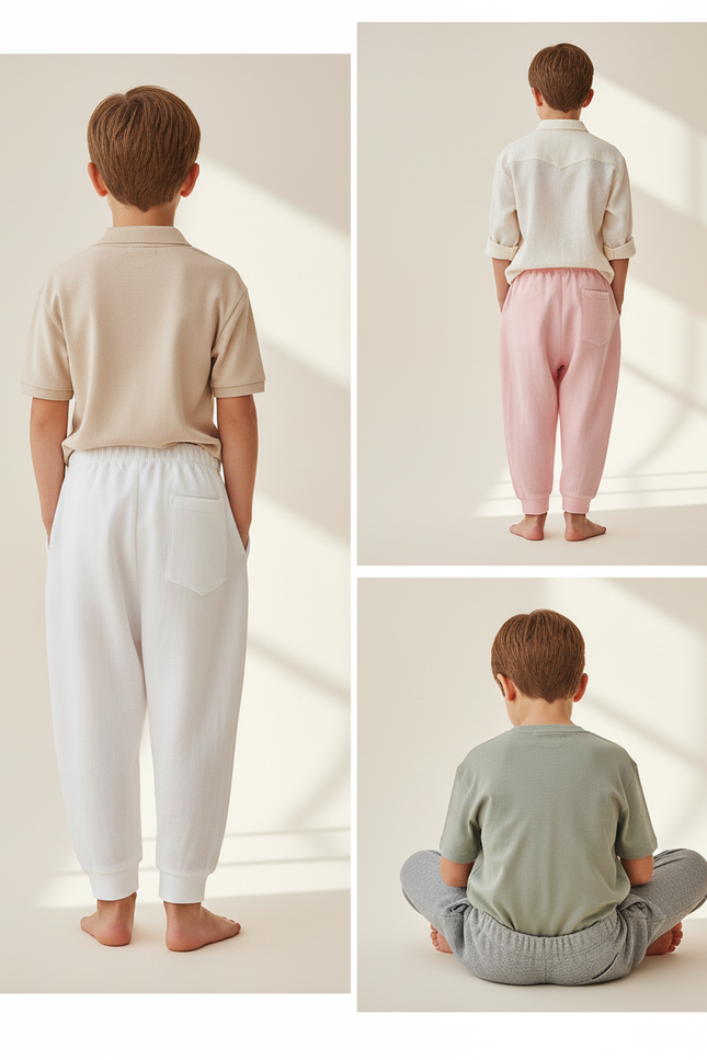 Pantalon Baggy Coton Ample Confortable Enfant - Blanc - vue 2