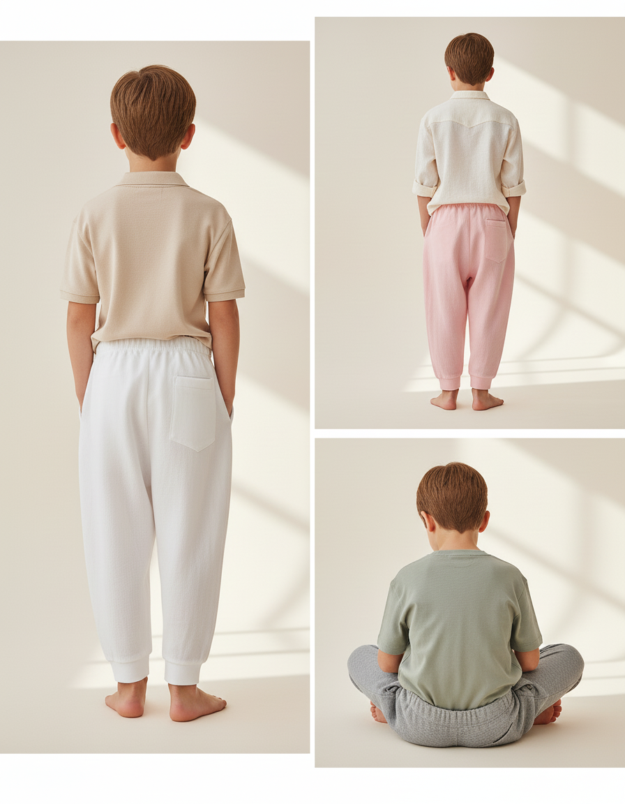 Pantalon Baggy Coton Ample Confortable Enfant - Blanc - vue 2