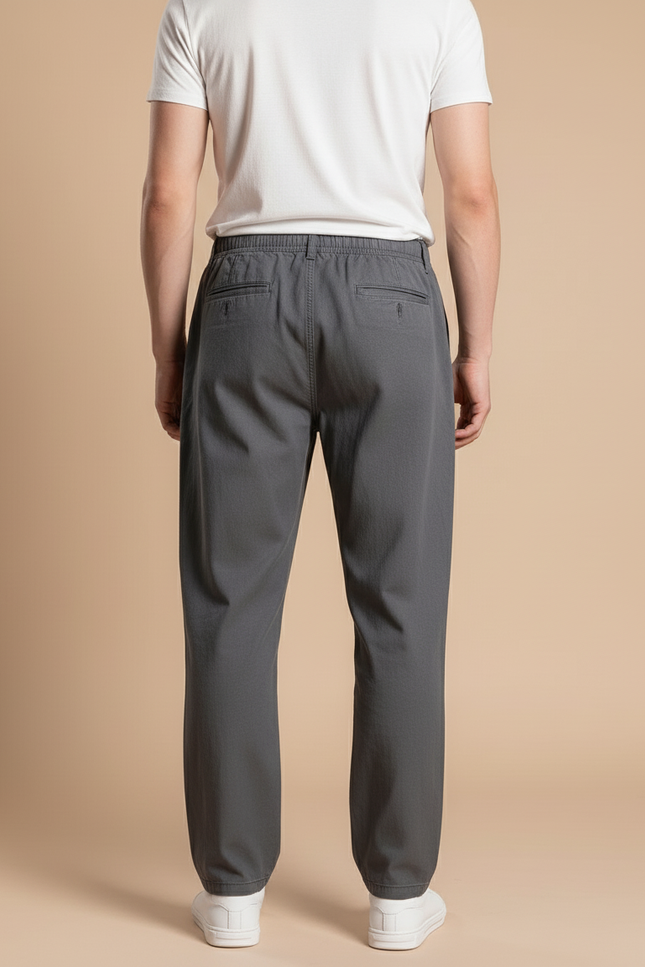 Pantalon Baggy Gris Coton Ample Élastique Homme - vue 2