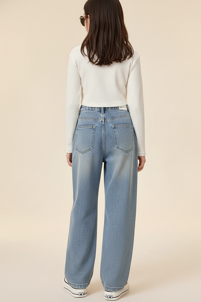 Pantalon Baggy Jean Denim Ample Décontracté Enfant - Bleu - vue 2