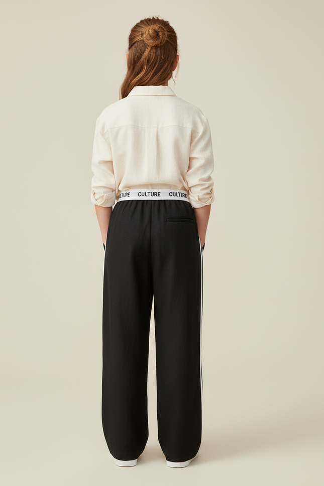 Pantalon Baggy Noir Ample Rayures Blanches Confortable - Viscose - vue 2