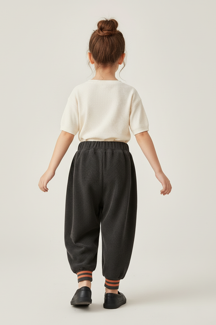 Pantalon Baggy Velours Côtelé Ours Enfant Hiver - Gris - vue 2