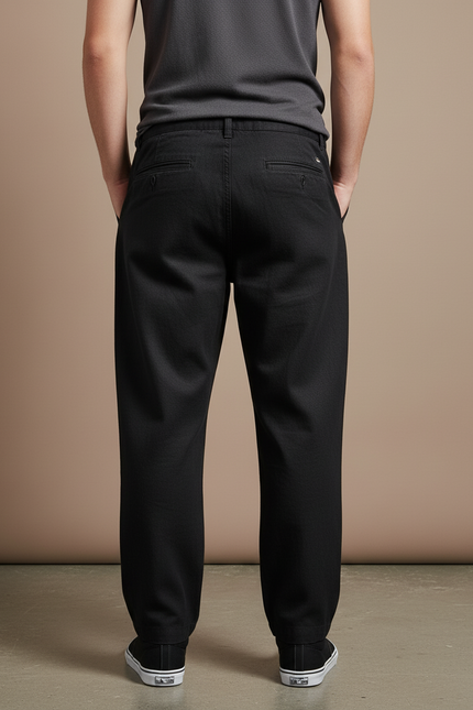 Pantalon Baggy Noir Coton Ample Décontracté Homme - Toile - vue 2