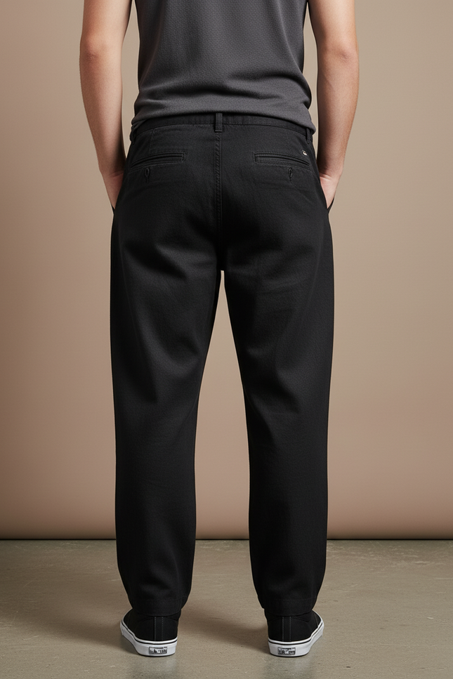 Pantalon Baggy Noir Coton Ample Décontracté Homme - Toile - vue 2
