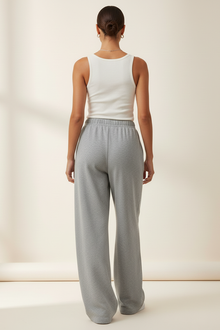 Pantalon Baggy Gris Molletonné Ample Confortable Décontracté - vue 2