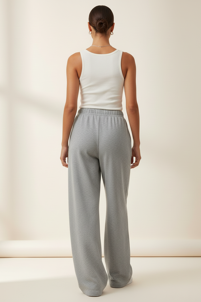 Pantalon Baggy Gris Molletonné Ample Confortable Décontracté - vue 2