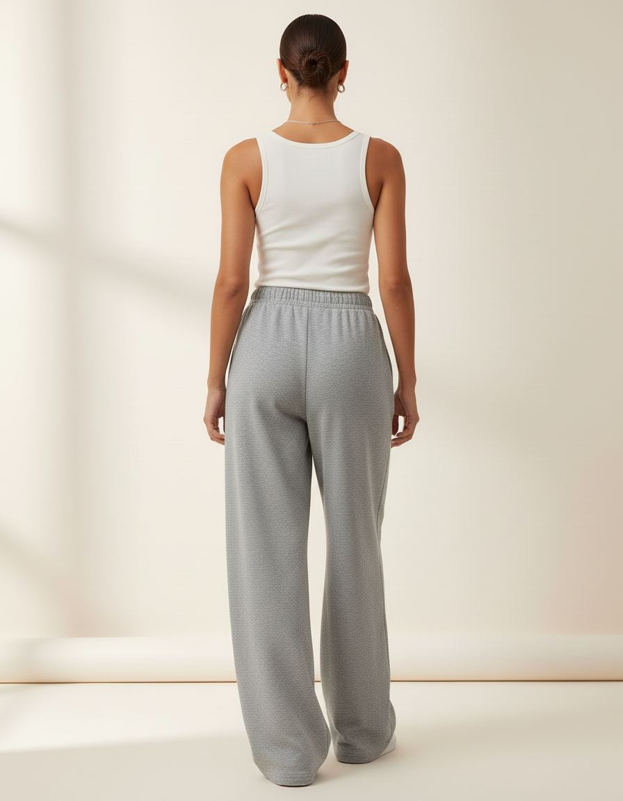 Pantalon Baggy Gris Molletonné Ample Confortable Décontracté - vue 2