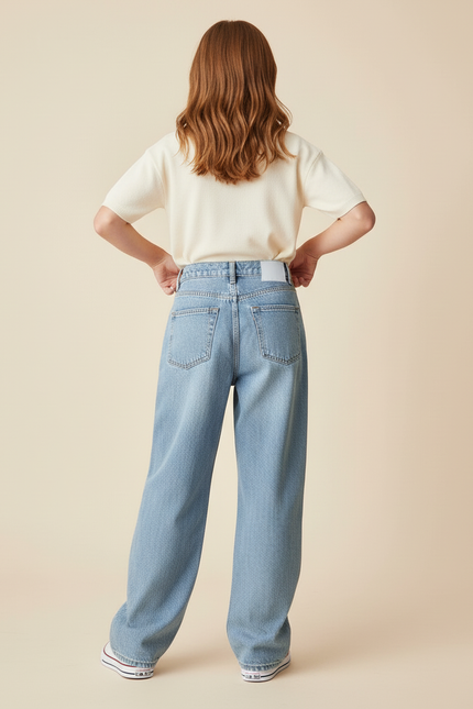 Pantalon Baggy Denim Imprimé Manga Unisexe Décontracté - Bleu Jean - vue 2