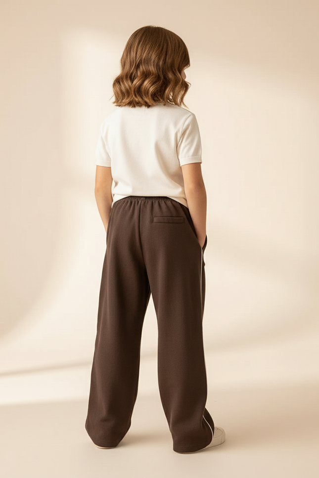 Pantalon Baggy Marron Ample Coton Rayures Confortable - Molleton - vue 2