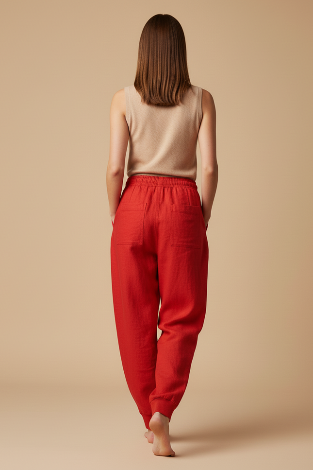 Pantalon Baggy Rouge Bratz Décontracté Ample Fluide - Lin - vue 2