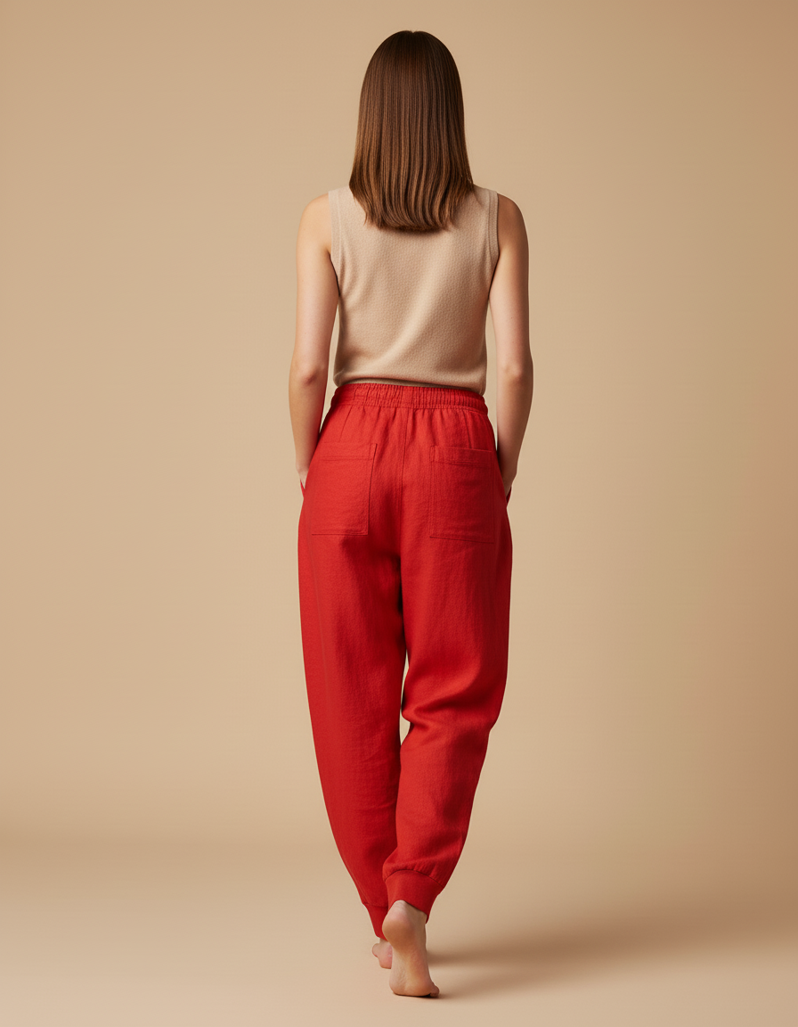 Pantalon Baggy Rouge Bratz Décontracté Ample Fluide - Lin - vue 2