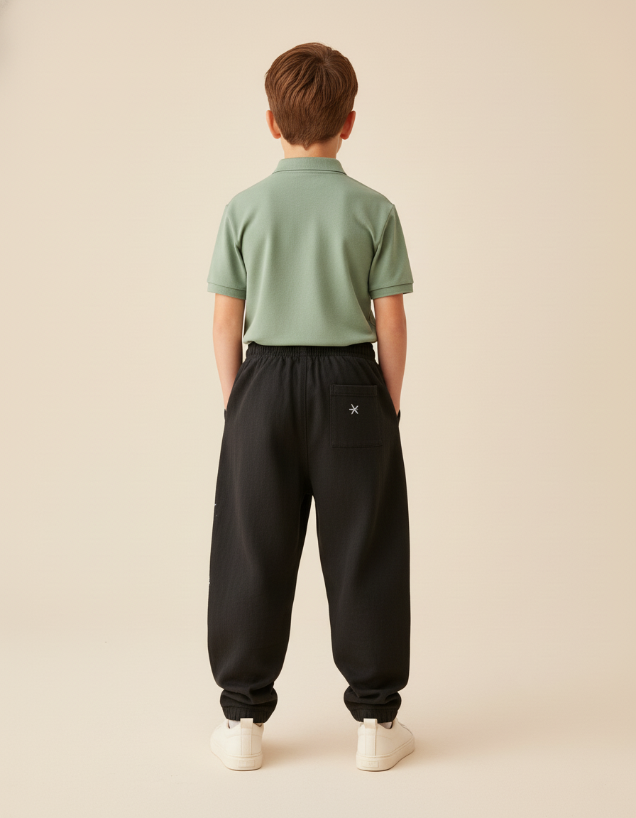 Pantalon Baggy Noir Ample Imprimé Anime Garçon - Molleton - vue 2
