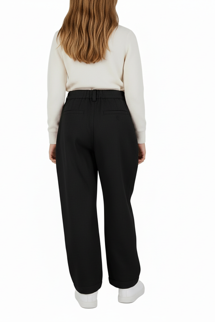 Pantalon Baggy Fille Noir Taille Haute Coton - Laine - vue 2