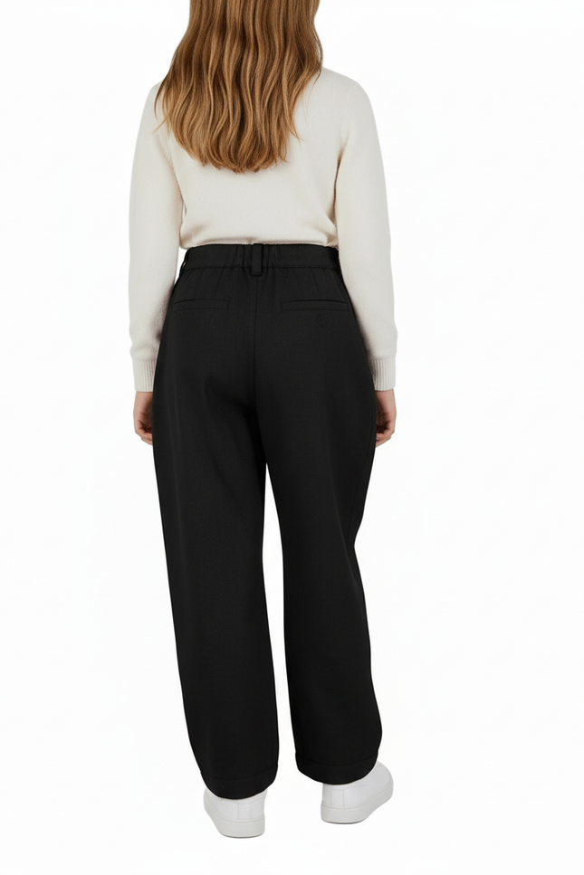 Pantalon Baggy Fille Noir Taille Haute Coton - Laine - vue 2