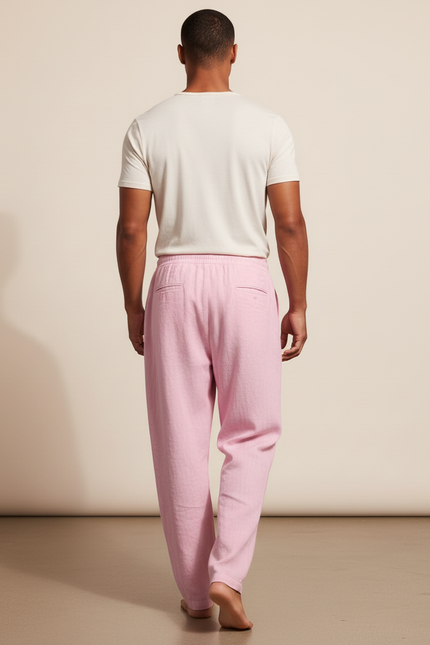 Pantalon Baggy Rose Lin Ample Décontracté Homme - vue 2