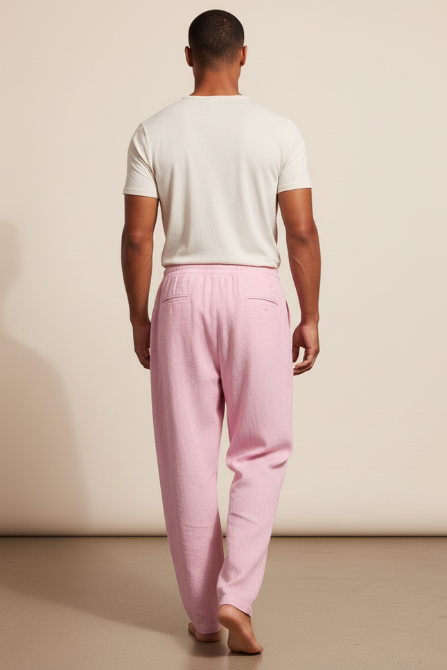 Pantalon Baggy Rose Lin Ample Décontracté Homme - vue 2