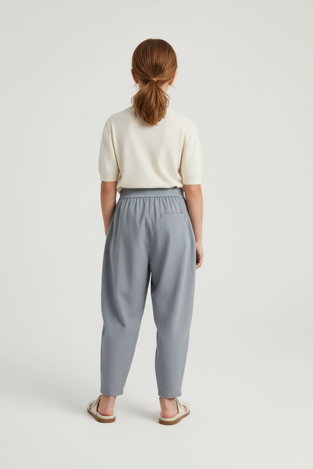 Pantalon Baggy Gris Clair Ample Plissé Enfant - Viscose - vue 2