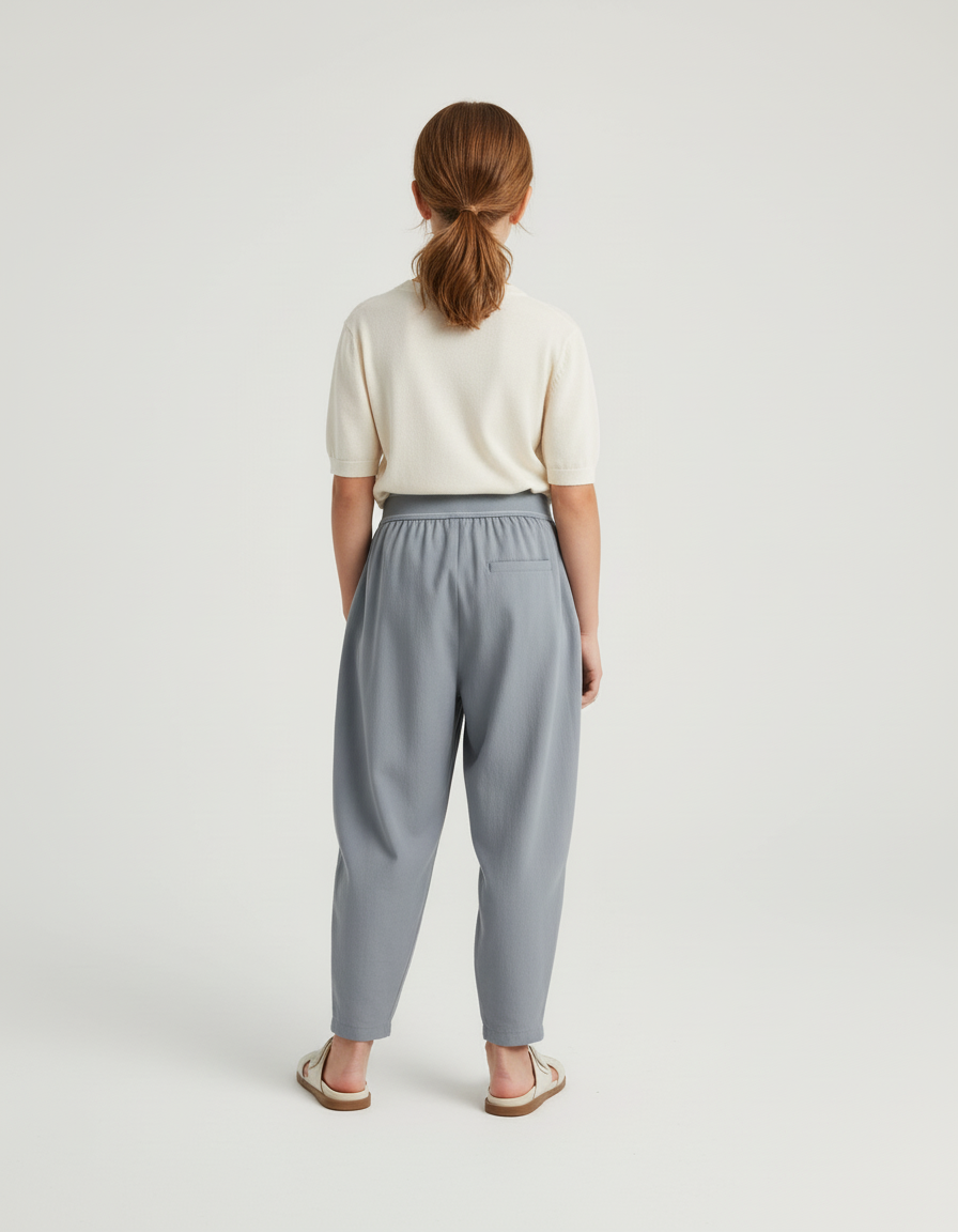 Pantalon Baggy Gris Clair Ample Plissé Enfant - Viscose - vue 2