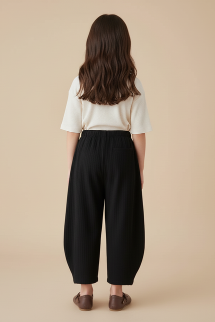 Pantalon Baggy Noir Côtelé Ample Coton Enfant - Cordé - vue 2