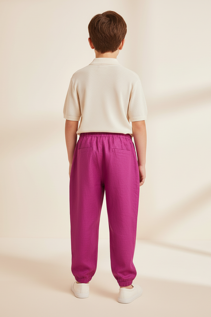 Pantalon Baggy Fuchsia Lin Ample Décontracté Enfant - Rose - vue 2